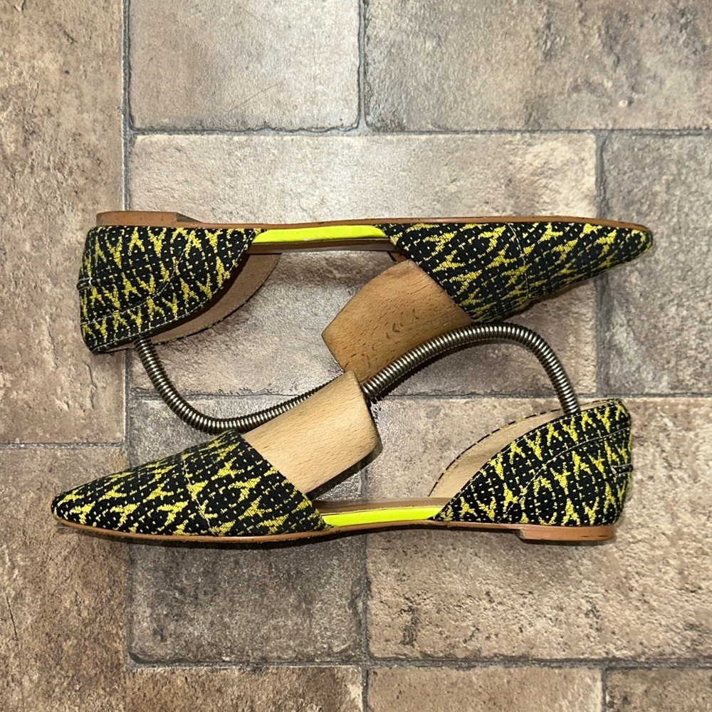 J. Crew Yellow and Black Patterned Flats